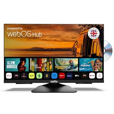 Cello C2425WSF Trav 24" Smart/DVD Camping Travel TV Intégrated DVD Player Frameless Triple Tuner Bluetooth WebOS by LG Idéal pour camping-car Camion Fabriqué en Europe Cello C2425WSF Trav 24" Smart/DVD Camping Travel TV Intégrated DVD Player Frameless Triple Tuner Bluetooth WebOS by LG Idéal pour camping-car Camion Fabriqué en Europe