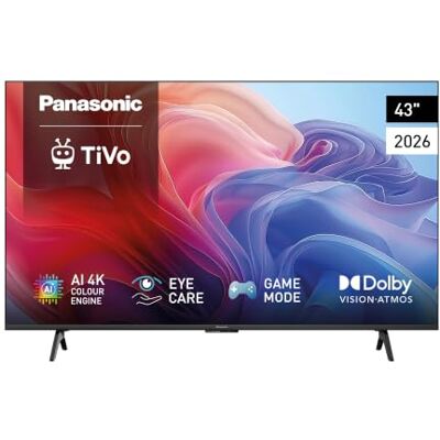 Panasonic TB-43W60CEZS, Smart TV 4K LED TiVo, Game Mode, Dolby Vision Atmos, AI 4K Colour Engine, Assistant vocal, Support Multi HDR, Bluetooth, Série W60C, 2026 Panasonic TB-43W60CEZS, Smart TV 4K LED TiVo, Game Mode, Dolby Vision Atmos, AI 4K Colour Engine, Assistant vocal, Support Multi HDR, Bluetooth, Série W60C, 2026