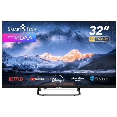 Smart Tech VIDAA Téléviseur 32" Smart TV avec résolution HD, Bluetooth et triple tuner, TV LED 32HV02V (2026) Smart Tech VIDAA Téléviseur 32" Smart TV avec résolution HD, Bluetooth et triple tuner, TV LED 32HV02V (2026)