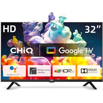 CHiQ Téléviseur 32 Pouces L32G7V, Google TV, HD, Conception sans Cadre, Google Assistant, Google Play, Chromecast intégré, Triple syntoniseur, Wi-FI 5G, Bluetooth, HDMI Arc, USB2.0, CI+ CHiQ Téléviseur 32 Pouces L32G7V, Google TV, HD, Conception sans Cadre, Google Assistant, Google Play, Chromecast intégré, Triple syntoniseur, Wi-FI 5G, Bluetooth, HDMI Arc, USB2.0, CI+