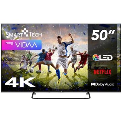 Smart Tech 50QV02K Téléviseur QLED 50" VIDAA Smart TV résolution 4K UHD HDR Dolby Audio 3 x HDMI, 2 x USB Bluetooth Design sans cadre Miracast Triple tuner DVB-C/-S2/-T2 Année modèle Smart Tech 50QV02K Téléviseur QLED 50" VIDAA Smart TV résolution 4K UHD HDR Dolby Audio 3 x HDMI, 2 x USB Bluetooth Design sans cadre Miracast Triple tuner DVB-C/-S2/-T2 Année modèle