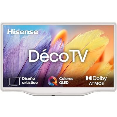 Hisense 32S5Q QLED Deco Smart TV 32", design artistique, Dolby Atmos, blanc Morandi, socle central avec style Hisense 32S5Q QLED Deco Smart TV 32", design artistique, Dolby Atmos, blanc Morandi, socle central avec style