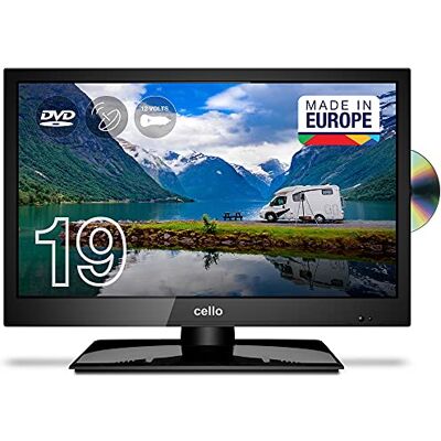 Cello 12 Volts C1920FMTRDE 19" (47 cm diagonale) Traveller HD Ready LED Digital TV avec lecteur DVD intégré DVBT2 S2 Triple Tuner et 12V/24V pour camper camion nouveau modèle 2022,Noir Cello 12 Volts C1920FMTRDE 19" (47 cm diagonale) Traveller HD Ready LED Digital TV avec lecteur DVD intégré DVBT2 S2 Triple Tuner et 12V/24V pour camper camion nouveau modèle 2022,Noir