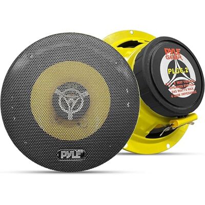 Pyle Haut-Parleurs Coaxiaux 2 Voies – 16,5 cm (6.5") – 240W – 4 Ohms – Paire pour Voiture – Tweeter à Dôme Intégré – Aimant 850 g – Montage 5,7 cm (2.24") – Compatibles Emplacements OEM Jaune Pyle Haut-Parleurs Coaxiaux 2 Voies – 16,5 cm (6.5") – 240W – 4 Ohms – Paire pour Voiture – Tweeter à Dôme Intégré – Aimant 850 g – Montage 5,7 cm (2.24") – Compatibles Emplacements OEM Jaune