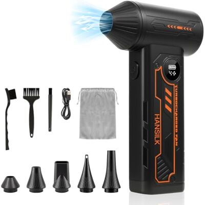 HANSILK Dépoussiéreur à air comprimé 150 000 tr/min, mini souffleur électrique sans fil réglable à 4 vitesses avec écran LED, nettoyeur de poussière rechargeable 5000 mAh pour clavier d'ordinateur HANSILK Dépoussiéreur à air comprimé 150 000 tr/min, mini souffleur électrique sans fil réglable à 4 vitesses avec écran LED, nettoyeur de poussière rechargeable 5000 mAh pour clavier d'ordinateur