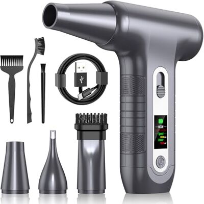 LUCKEA Air Duster Mini souffleur électrique 200 000 tr/min avec écran HD pour nettoyage PC avec lumière LED, pulvérisateur d'air comprimé pour ordinateur portable, clavier, électronique, modèle W06, argenté LUCKEA Air Duster Mini souffleur électrique 200 000 tr/min avec écran HD pour nettoyage PC avec lumière LED, pulvérisateur d'air comprimé pour ordinateur portable, clavier, électronique, modèle W06, argenté