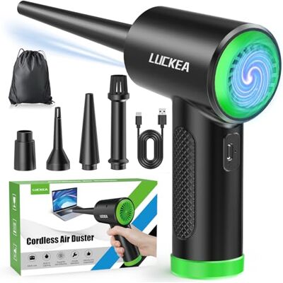 LUCKEA Souffleur électrique pour nettoyage de PC, 3 vitesses Air Duster Mini souffleur avec lumière LED, pulvérisateur d'air comprimé pour ordinateur portable, clavier, électronique, Air Blower LUCKEA Souffleur électrique pour nettoyage de PC, 3 vitesses Air Duster Mini souffleur avec lumière LED, pulvérisateur d'air comprimé pour ordinateur portable, clavier, électronique, Air Blower