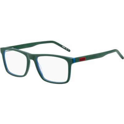 HUGO Lunettes rectangulaires en acétate vert pour homme, lunettes avec correction visuelle, en option avec teinte de lunettes de soleil ou filtre à lumière bleue (modèle 106610) HUGO Lunettes rectangulaires en acétate vert pour homme, lunettes avec correction visuelle, en option avec teinte de lunettes de soleil ou filtre à lumière bleue (modèle 106610)