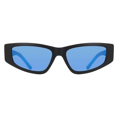 DKNY Lunettes de soleil pour femme DK560S Miroir noir/bleu avec verres miroir bleu DKNY Lunettes de soleil pour femme DK560S Miroir noir/bleu avec verres miroir bleu