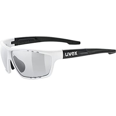 Uvex Sportstyle 706V Lunettes de soleil de sport pour homme et femme Verres autoteints Technologie anti-buée Blanc Noir mat/Fumée Taille Unique Uvex Sportstyle 706V Lunettes de soleil de sport pour homme et femme Verres autoteints Technologie anti-buée Blanc Noir mat/Fumée Taille Unique