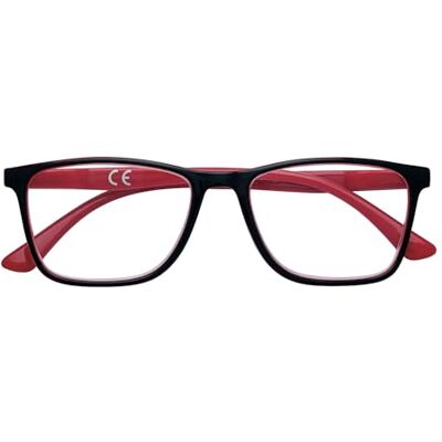 Zippo Lunettes de lecture de ®, faite avec un cadre de lignes douces, idéale pour les hommes et les femmes, dioptrie +2,50, noire, cannes rouges Zippo Lunettes de lecture de ®, faite avec un cadre de lignes douces, idéale pour les hommes et les femmes, dioptrie +2,50, noire, cannes rouges