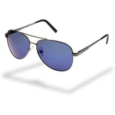 Foster Grant Grant gepolariseerde herenzonnebril – gunmetal aviator metaalframe met blauwe spiegelglazen, krasvrij & stootbestendig, UV400 Foster Grant Grant gepolariseerde herenzonnebril – gunmetal aviator metaalframe met blauwe spiegelglazen, krasvrij & stootbestendig, UV400