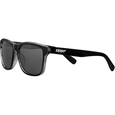 Zippo Lunettes de soleil , homme et femme, monture et verres noirs, polarisées, design classique, structure en polycarbonate, indice de protection UV400 Zippo Lunettes de soleil , homme et femme, monture et verres noirs, polarisées, design classique, structure en polycarbonate, indice de protection UV400