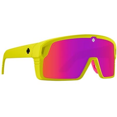 Spy Lunettes de soleil monolithe optique, bouclier cylindrique, verres améliorant la couleur et le contraste, Jaune fluo mat, 147 Spy Lunettes de soleil monolithe optique, bouclier cylindrique, verres améliorant la couleur et le contraste, Jaune fluo mat, 147