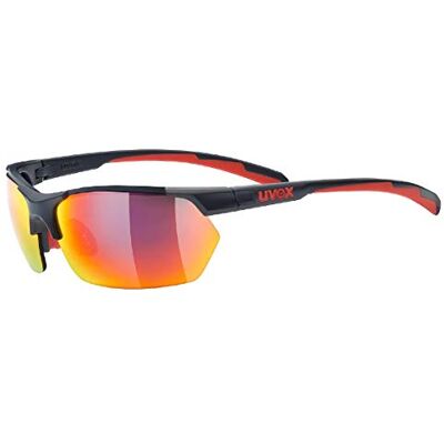 Uvex sportstyle 114, lunettes de plein air unisexe, miroir, avec verres interchangeables avec indice de filtration 0, 1 et 3, gris rouge/rouge, une taille Uvex sportstyle 114, lunettes de plein air unisexe, miroir, avec verres interchangeables avec indice de filtration 0, 1 et 3, gris rouge/rouge, une taille