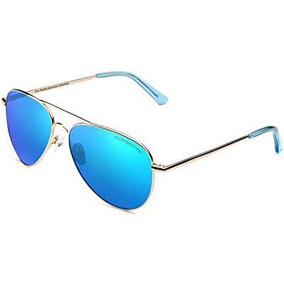 CLANDESTINE Pilot Lunettes Doré-Verre Bleu Taille unique Unisexe Adulte CLANDESTINE Pilot Lunettes Doré-Verre Bleu Taille unique Unisexe Adulte