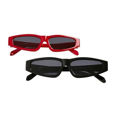 Urban Classics Lot de 2 lunettes de soleil unisexes, noir/rouge/noir, taille unique Urban Classics Lot de 2 lunettes de soleil unisexes, noir/rouge/noir, taille unique
