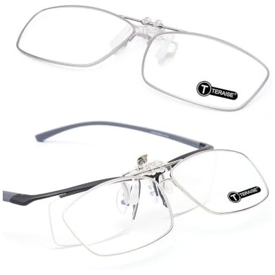 TERAISE Lunettes de lecture à pince avec fonction Flip Up Monture de lunettes à pince en métal conçue pour la myopie pour les hommes et les femmes HD TERAISE Lunettes de lecture à pince avec fonction Flip Up Monture de lunettes à pince en métal conçue pour la myopie pour les hommes et les femmes HD