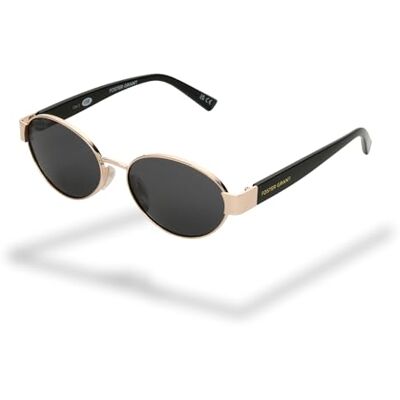 Foster Grant ovale trend dameszonnebril – zwart metaalframe met rookglazen, krasvrij & stootbestendig, UV400-bescherming voor een tijdloze look Foster Grant ovale trend dameszonnebril – zwart metaalframe met rookglazen, krasvrij & stootbestendig, UV400-bescherming voor een tijdloze look