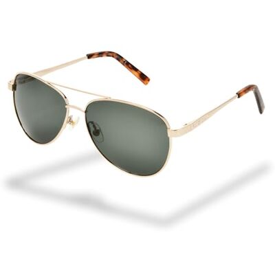 Foster Grant unisex aviator zonnebril – goudkleurig metaalframe dubbele brug, gepolariseerde rookglazen, krasvrij & stootbestendig, UV400 Foster Grant unisex aviator zonnebril – goudkleurig metaalframe dubbele brug, gepolariseerde rookglazen, krasvrij & stootbestendig, UV400