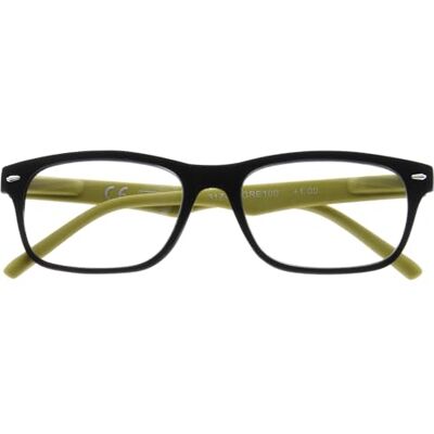 Zippo Lunettes de lecture de ®, faites avec un cadre de lignes douces, idéale pour les hommes et les femmes, dioptre +3.00, couleur noire, tiges vertes Zippo Lunettes de lecture de ®, faites avec un cadre de lignes douces, idéale pour les hommes et les femmes, dioptre +3.00, couleur noire, tiges vertes