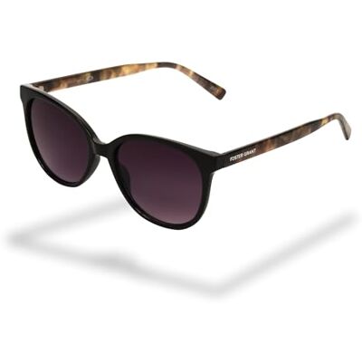 Foster Grant cat-eye zonnebril dames zwart – glanzend montuur met schildpadpoten, krasvrije rookglazen & UV400-bescherming voor een vrouwelijke look Foster Grant cat-eye zonnebril dames zwart – glanzend montuur met schildpadpoten, krasvrije rookglazen & UV400-bescherming voor een vrouwelijke look