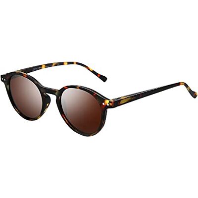 ZENOTTIC Lunettes de soleil polarisées rondes rétro classiques protection UV 400 monture vintage pour homme femme, Tortue mate + marron, M ZENOTTIC Lunettes de soleil polarisées rondes rétro classiques protection UV 400 monture vintage pour homme femme, Tortue mate + marron, M