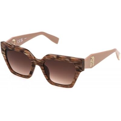 Furla Lunettes de Soleil SFU811 Marrone striato lucido 54/19/140 Femme Furla Lunettes de Soleil SFU811 Marrone striato lucido 54/19/140 Femme