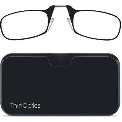 ThinOptics Lunettes de lecture pliables de 1,0 à 2,5, avec étui universel Lunettes de nez pliables sans branches avec technologie Flex Fit Se posent directement sur le nez Pour les déplacements ThinOptics Lunettes de lecture pliables de 1,0 à 2,5, avec étui universel Lunettes de nez pliables sans branches avec technologie Flex Fit Se posent directement sur le nez Pour les déplacements