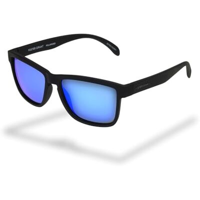 Foster Grant Yuma gepolariseerde herenzonnebril – zwart TR90 wayfarer montuur, blauwe spiegelglazen & UV400 voor sport en dagelijks gebruik Foster Grant Yuma gepolariseerde herenzonnebril – zwart TR90 wayfarer montuur, blauwe spiegelglazen & UV400 voor sport en dagelijks gebruik
