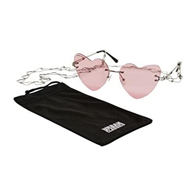 Urban Classics Lunettes de soleil Heart With Chain en forme de cœur et protection UV 400 Deux couleurs disponibles Taille unique, Rose/argenté, taille unique Urban Classics Lunettes de soleil Heart With Chain en forme de cœur et protection UV 400 Deux couleurs disponibles Taille unique, Rose/argenté, taille unique