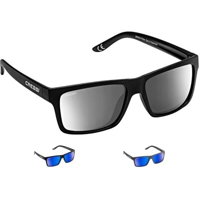 CRESSI Bahia Floating Sunglasses Lunettes de Soleil de Sport Flottantes Polarisées Anti UV 100% Unisex-Adult, Noir/Verres Miroir, Taille Unique CRESSI Bahia Floating Sunglasses Lunettes de Soleil de Sport Flottantes Polarisées Anti UV 100% Unisex-Adult, Noir/Verres Miroir, Taille Unique