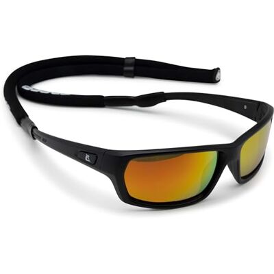 CRESSI Bill Sunglasses W/Lace Lunettes Unisexe-Adulte, Noir/verres miroir orange, taille unique CRESSI Bill Sunglasses W/Lace Lunettes Unisexe-Adulte, Noir/verres miroir orange, taille unique