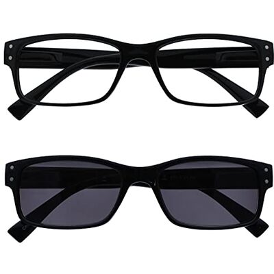 Lunettes de lecture grandes pour hommes avec protection solaire - +2,00 Lunettes de lecture grandes pour hommes avec protection solaire - +2,00