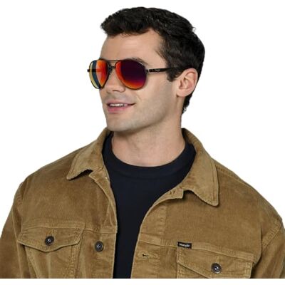 Foster Grant Wrangler Trail Wind Lunettes de soleil aviateur polarisées en métal avec charnière à ressort, verres miroir rouges, cadre en métal résistant aux chocs et protection UV400 Foster Grant Wrangler Trail Wind Lunettes de soleil aviateur polarisées en métal avec charnière à ressort, verres miroir rouges, cadre en métal résistant aux chocs et protection UV400