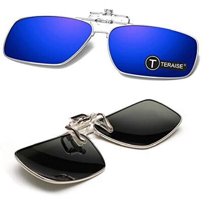 TERAISE Clip de Lunettes de Soleil Polarized Clip-on Sunglassesmen sur Lunettes de Soleil avec Fonction de Flip Adapté à la Conduite de Sports de Plein air TERAISE Clip de Lunettes de Soleil Polarized Clip-on Sunglassesmen sur Lunettes de Soleil avec Fonction de Flip Adapté à la Conduite de Sports de Plein air