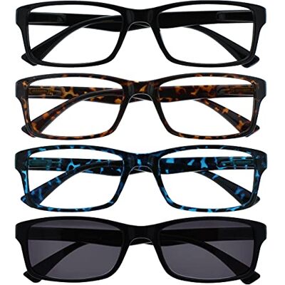 OPULIZE The Reading Glasses Lunettes de Lecture Noir Brun Bleu Lecteurs avec Noir Lecteur Soleil Valeur Set de 4 Hommes Femmes RRRS92-1231 +2,00 OPULIZE The Reading Glasses Lunettes de Lecture Noir Brun Bleu Lecteurs avec Noir Lecteur Soleil Valeur Set de 4 Hommes Femmes RRRS92-1231 +2,00