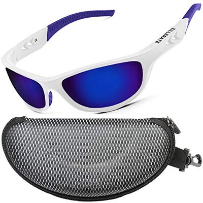 ZILLERATE Lunettes de soleil de sport polarisées pour hommes et femmes, conduite, golf, pêche, course à pied, voile, ski, protection UV400, cadre TR90 léger et durable, avec étui rigide, 6. Blanc/Bleu ZILLERATE Lunettes de soleil de sport polarisées pour hommes et femmes, conduite, golf, pêche, course à pied, voile, ski, protection UV400, cadre TR90 léger et durable, avec étui rigide, 6. Blanc/Bleu