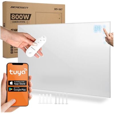 Berdsen Chauffage infrarouge, 800 W, WiFi, avec plaque chauffante, contrôle par application, économe en énergie, protection contre la surchauffe, chauffage infrarouge, blanc Berdsen Chauffage infrarouge, 800 W, WiFi, avec plaque chauffante, contrôle par application, économe en énergie, protection contre la surchauffe, chauffage infrarouge, blanc