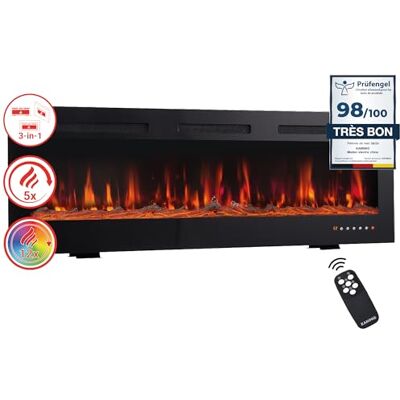 KAMINIO cheminée electrique MARLON Cheminée 3-en-1 avec chauffage, effet de flamme 3D, 12 couleurs de flammes, télécommande (60") KAMINIO cheminée electrique MARLON Cheminée 3-en-1 avec chauffage, effet de flamme 3D, 12 couleurs de flammes, télécommande (60")