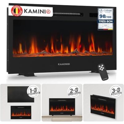 KAMINIO Marlon Cheminée électrique 3 en 1 avec chauffage, effet de flamme 3D, 12 couleurs de flamme, télécommande (76 cm) KAMINIO Marlon Cheminée électrique 3 en 1 avec chauffage, effet de flamme 3D, 12 couleurs de flamme, télécommande (76 cm)