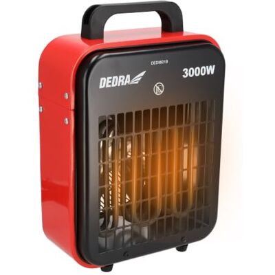 Dedra Chauffage soufflant électrique 3 kW, pour pièces bien isolées, thermostat, protection contre la surchauffe, trois modes de fonctionnement, réglage de la température, boîtier métallique, rouge Dedra Chauffage soufflant électrique 3 kW, pour pièces bien isolées, thermostat, protection contre la surchauffe, trois modes de fonctionnement, réglage de la température, boîtier métallique, rouge