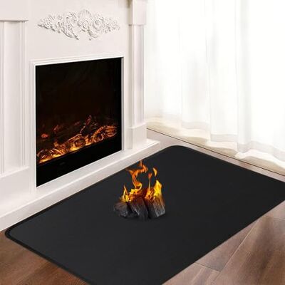 Khongoo Tapis de foyer pour cheminées, 120 x 70 x 0,1 cm, tapis ignifuge pour poêle à bois, cheminée, intérieur et extérieur, protège les sols et les tapis contre les étincelles, noir Khongoo Tapis de foyer pour cheminées, 120 x 70 x 0,1 cm, tapis ignifuge pour poêle à bois, cheminée, intérieur et extérieur, protège les sols et les tapis contre les étincelles, noir