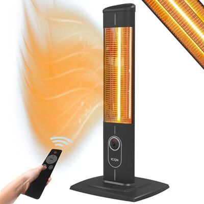 ICQN Radiateur sur pied, avec télécommande, 2300 W, infarot, pour intérieur et extérieur, IP20, affichage numérique ICQN Radiateur sur pied, avec télécommande, 2300 W, infarot, pour intérieur et extérieur, IP20, affichage numérique