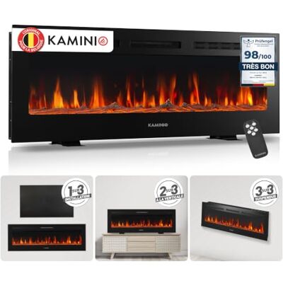 KAMINIO cheminée electrique MARLON Cheminée 3-en-1 avec chauffage, effet de flamme 3D, 12 couleurs de flammes, télécommande (50") KAMINIO cheminée electrique MARLON Cheminée 3-en-1 avec chauffage, effet de flamme 3D, 12 couleurs de flammes, télécommande (50")