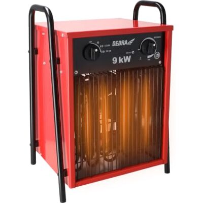Dedra Chauffage d'air électrique 9 kW, 400 V, carré, idéal pour les espaces clos, thermostat, trois modes de fonctionnement, réglage précis de la température, boîtier métallique, haute performance Dedra Chauffage d'air électrique 9 kW, 400 V, carré, idéal pour les espaces clos, thermostat, trois modes de fonctionnement, réglage précis de la température, boîtier métallique, haute performance