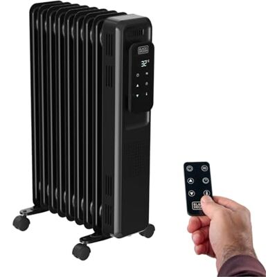 Black & Decker Radiateur à huile 2000 W Chauffage électrique 9 éléments 3 niveaux Réglable Minuterie 24 h Ultra-silencieux Protection surchauffe Écran digital Black & Decker Radiateur à huile 2000 W Chauffage électrique 9 éléments 3 niveaux Réglable Minuterie 24 h Ultra-silencieux Protection surchauffe Écran digital