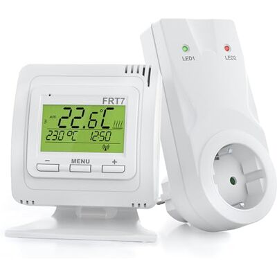 Elektrobock FRT7B3 Thermostat d'intérieur sans fil avec pied À poser partout Avec récepteur Grande portée Pour chauffage électrique et chauffage infrarouge Blanc Elektrobock FRT7B3 Thermostat d'intérieur sans fil avec pied À poser partout Avec récepteur Grande portée Pour chauffage électrique et chauffage infrarouge Blanc