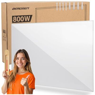 Berdsen Chauffage infrarouge, 800 W, plaque chauffante pour chambre à coucher et bureau, économe en énergie, protection contre la surchauffe, chauffage infrarouge, blanc Berdsen Chauffage infrarouge, 800 W, plaque chauffante pour chambre à coucher et bureau, économe en énergie, protection contre la surchauffe, chauffage infrarouge, blanc