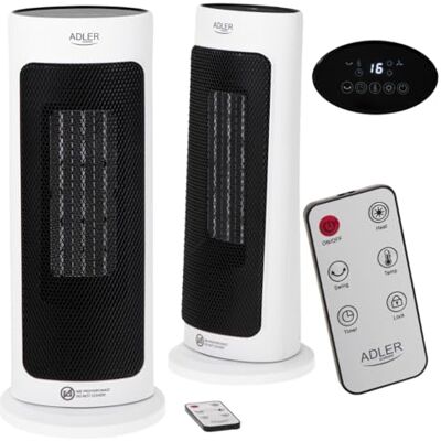Adlereurope Adler AD 7738 Radiateur vitrocéramique ventilateur tour LED + Minuterie Adlereurope Adler AD 7738 Radiateur vitrocéramique ventilateur tour LED + Minuterie